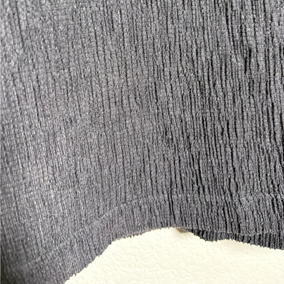 Junonia Black Textured Crinkle Blouse with Embroidered Elbow Length Sleeves. 4X - Picture 12 of 14